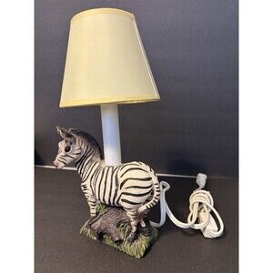 Vintage Zebra small table lamp. Desk, Nursery, office, home w/ shade Safari